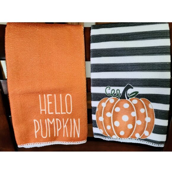 Pumpkin Kitchen Towels Set Thanksgiving Halloween Fall Decor Holiday Decoration - Picture 1 of 6
